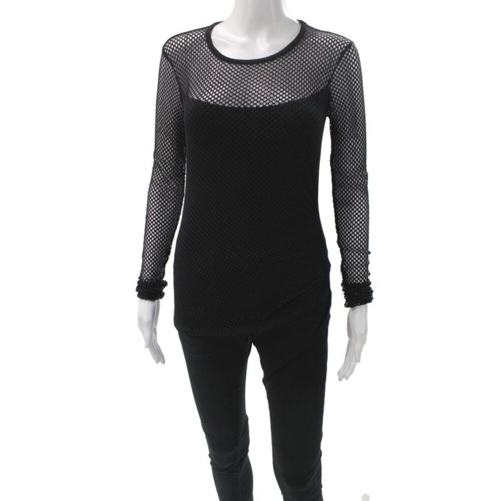 Bailey 44 Womens Basic Black Long Sleeve T-Shirt Gothic Round Neck Size XS